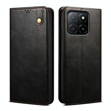 Custodia per telefono in pelle con texture Crazy Horse Oil Wax For Honor X8c 4G (nera)