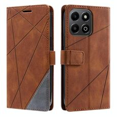 Custodia in pelle con cuciture per Honor X6b 4G (marrone)