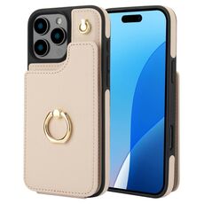 Per iPhone 16 Pro Max YM005 Custodia per telefono con custodia per carte di credito e cordino lungo (albicocca)