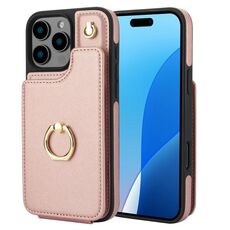 Per iPhone 16 Pro Max YM005 Custodia per telefono con cordino lungo e motivo a carte (oro rosa)