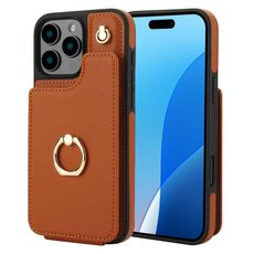 Per iPhone 16 Pro YM005 Custodia per telefono con cordino lungo e motivo a pelle (marrone)