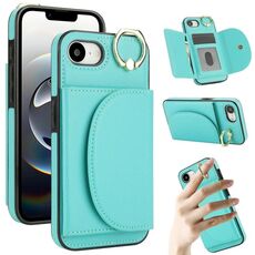 Per iPhone 16e YM007 Custodia per telefono con anello e porta carte (verde)