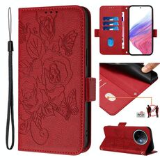 Per vivo Y39 5G Global Embossed Rose RFID Antifurto Custodia in Pelle per Telefono (Rosso)