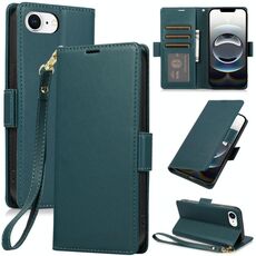 Per iPhone 16e Custodia in pelle antifurto con fibbia laterale RFID (verde)