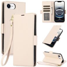 Per iPhone 16e Custodia in pelle antifurto con fibbia laterale RFID (albicocca)
