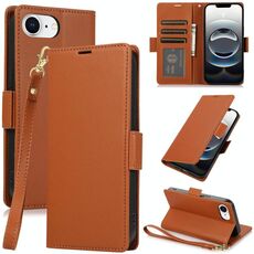 Per iPhone 16e Custodia in pelle antifurto RFID con fibbia laterale (marrone)