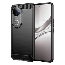 Custodia per telefono in TPU con texture spazzolata in fibra di carbonio per vivo V50 (nero)