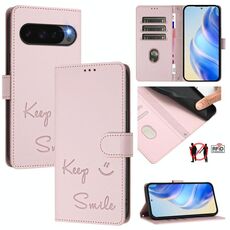 Per Google Pixel 10 5G / 10 Pro 5G Global Smile Embossing RFID Custodia in pelle per telefono (rosa)