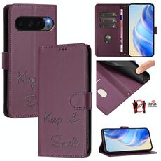 Per Google Pixel 10 5G / 10 Pro 5G Global Smile Embossing Custodia in pelle RFID per telefono (viola)