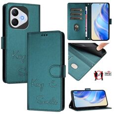 Custodia per telefono in pelle con stampa RFID per Honor 400 Lite Smile (verde pavone)