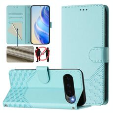 Per Google Pixel 10 Pro XL 5G Custodia per telefono in pelle con stampa a nido d'ape RFID globale (verde menta)