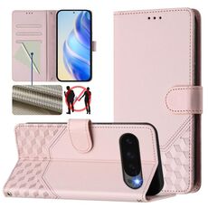 Per Google Pixel 10 Pro XL 5G Custodia per telefono in pelle con stampa a nido d'ape RFID globale (rosa)