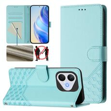 Custodia per telefono in pelle con stampa a nido d'ape RFID per Honor 400 Lite (verde menta)