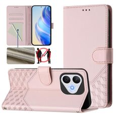 Custodia per telefono in pelle con stampa a nido d'ape RFID per Honor 400 Lite (rosa)