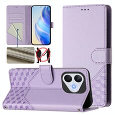 Custodia per telefono in pelle con stampa a nido d'ape RFID per Honor 400 Lite (viola chiaro)