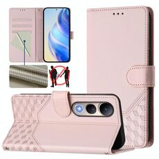 Per vivo V50 Lite 5G Custodia per telefono in pelle con stampa a nido d'ape RFID (rosa)