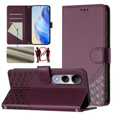 Per vivo V50 Lite 5G Custodia per telefono in pelle con stampa a nido d'ape RFID (viola)