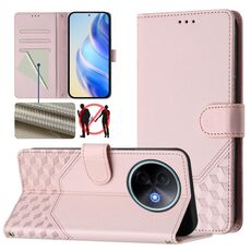 Per vivo Y39 5G Custodia per telefono in pelle con stampa a nido d'ape globale RFID (rosa)