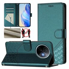 Per vivo Y39 5G Global Honeycomb Embossing RFID Custodia in pelle per telefono (verde pavone)