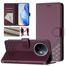 Per vivo Y39 5G Custodia per telefono in pelle con stampa a nido d'ape globale RFID (viola)