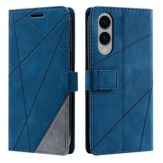 Per Samsung Galaxy S25 Edge 5G Custodia in pelle con cuciture Skin Feel (blu)