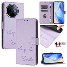 Custodia in pelle con stampa RFID Global Smile per vivo Y39 5G (viola chiaro)
