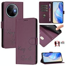 Custodia in pelle con stampa RFID Global Smile per vivo Y39 5G (viola)
