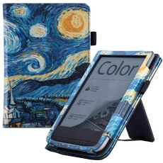 Per Pocketbook PB616 Custodia per poggiamano in pelle dipinta per tablet intelligente (notte stellata)