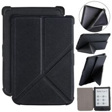 Per Pocketbook B606 628 633 632 627 616 Custodia per tablet intelligente in pelle TPU con deformazione a trama incrociata (nera)