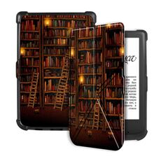 Per Pocketbook B606 628 633 632 627 616 Custodia per tablet intelligente in pelle TPU con deformazione della pittura (biblioteca)