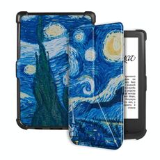 Per Pocketbook B606 628 633 632 627 616 Custodia per tablet intelligente in pelle TPU con deformazione della pittura (notte stellata)