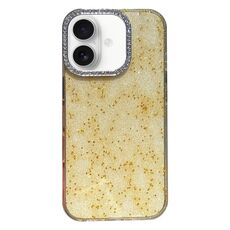 Per iPhone 16 Custodia per telefono in TPU ibrido PC glitterato con cornice a diamante (giallo)