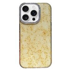 Per iPhone 15 Pro Max Custodia per telefono in TPU ibrido con cornice a diamante e glitter per PC (giallo)