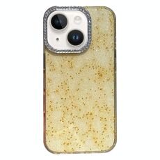 Per iPhone 15 Plus Custodia per telefono TPU ibrida in PC con glitter e cornice a diamante (giallo)