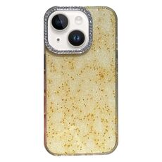 Per iPhone 14 Custodia per telefono in TPU ibrido PC glitterato con cornice a diamante (giallo)