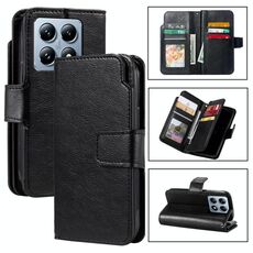 Per Xiaomi 14T Pro Tri-Fold 9-Card Wallets Custodia per telefono in pelle (nero)