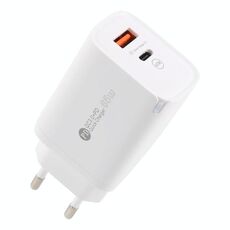 AR-PD12 Caricabatterie rapido QC3.0 USB e USB-C / Type-C PD da 65 W, spina UE (bianco)