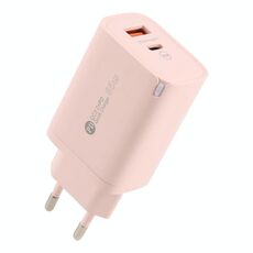 AR-PD12 Caricabatterie rapido QC3.0 USB e USB-C / Type-C PD da 65 W, spina UE (rosa)