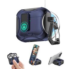 Per auricolari wireless Bluetooth AirPods 4 Custodia protettiva ibrida in TPU per PC (blu scuro)