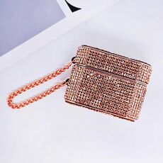 Per AirPods Pro 2 Custodia protettiva per auricolari Bluetooth a forma di diamante cilindrico (oro rosa)