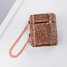 Per AirPods 2/1 Custodia protettiva per auricolari Bluetooth a forma di diamante cilindrico (oro rosa)