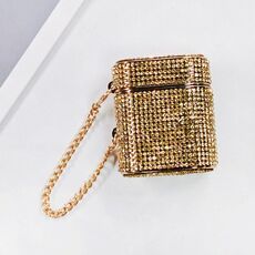 Per AirPods 2/1 Custodia protettiva per auricolari Bluetooth a forma di diamante cilindrico (oro)