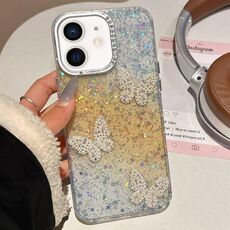 Per iPhone 12 Custodia per telefono IMD con motivo a farfalle e cielo stellato (giallo)
