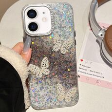 Per iPhone 12 Custodia per telefono IMD con motivo a farfalle e cielo stellato (nero)