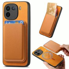 Per vivo iQOO Neo8 / Neo8 Pro Retro Magsafe Card Bag PU Cover posteriore Custodia per telefono (giallo)