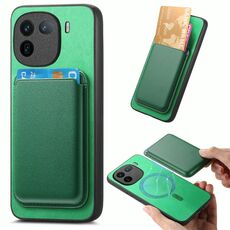 Per vivo iQOO Neo8 / Neo8 Pro Retro Magsafe Card Bag PU Cover posteriore Custodia per telefono (verde)
