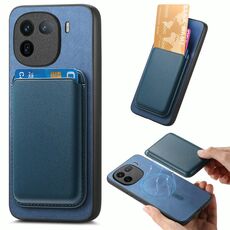 Per vivo Y300+ Retro Magsafe Card Bag PU Cover posteriore Custodia per telefono (blu)