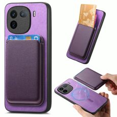 Per vivo Y300+ Retro Magsafe Card Bag PU Cover posteriore Custodia per telefono (viola)