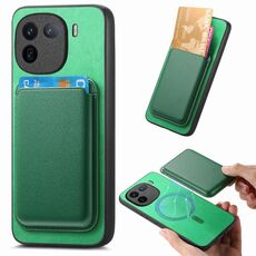 Per vivo Y300+ Retro Magsafe Card Bag PU Cover posteriore Custodia per telefono (verde)
