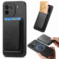Per vivo Y300+ Retro Magsafe Card Bag PU Cover posteriore Custodia per telefono (nero)